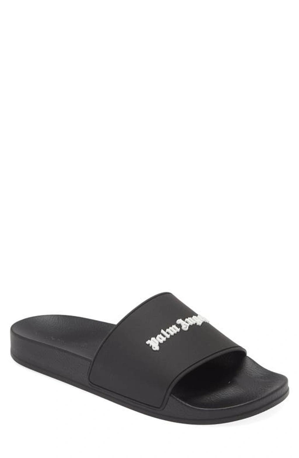 PALM ANGELS Pa Monogram Pool Slider Black Blac In 1001 Black Whit Product Image