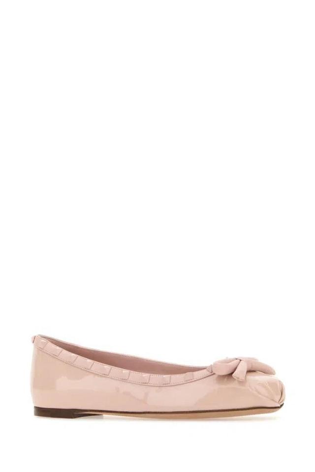 Pink Leather Rockstud Ballerinas Product Image