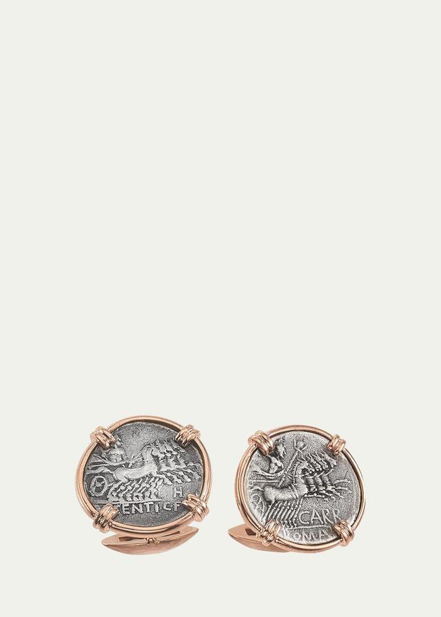 Mens 18K Rose Gold Ancient Jupiter Coin Cufflinks Product Image