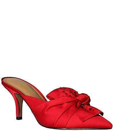 J. Renee Mianna Satin Wrap Bow Detail Jewel Embellished Dress Mules Product Image