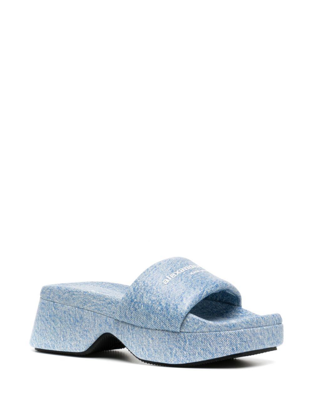 Float denim-print slides Product Image