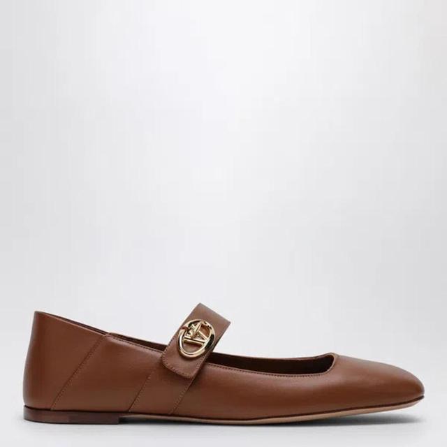 Vlogo Leather Mary Jane Ballerina Flats In Brown Product Image