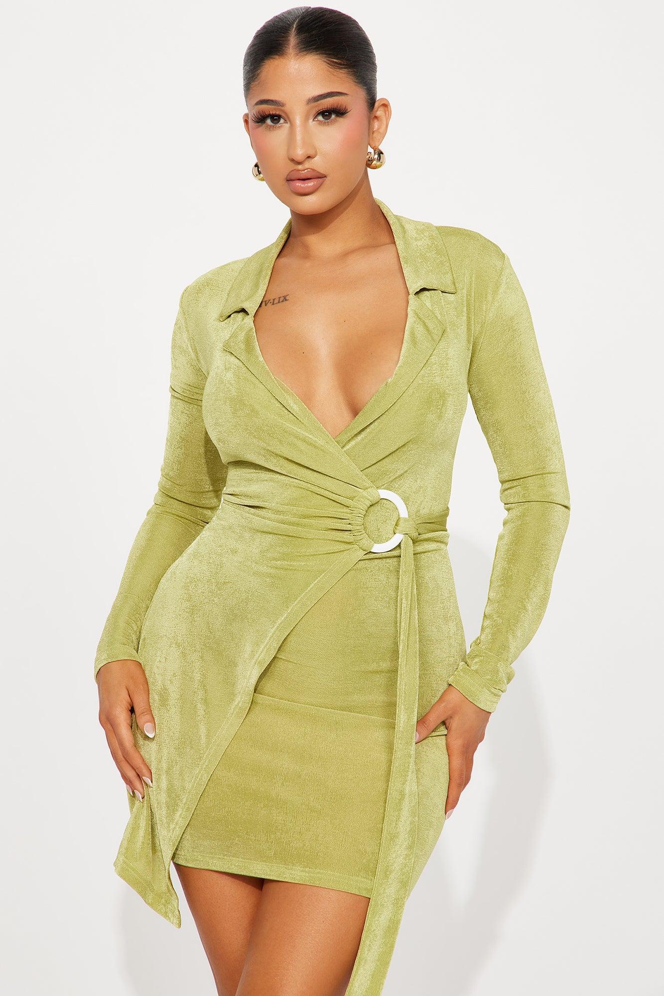 Alexis Slinky Mini Dress - Chartreuse Product Image