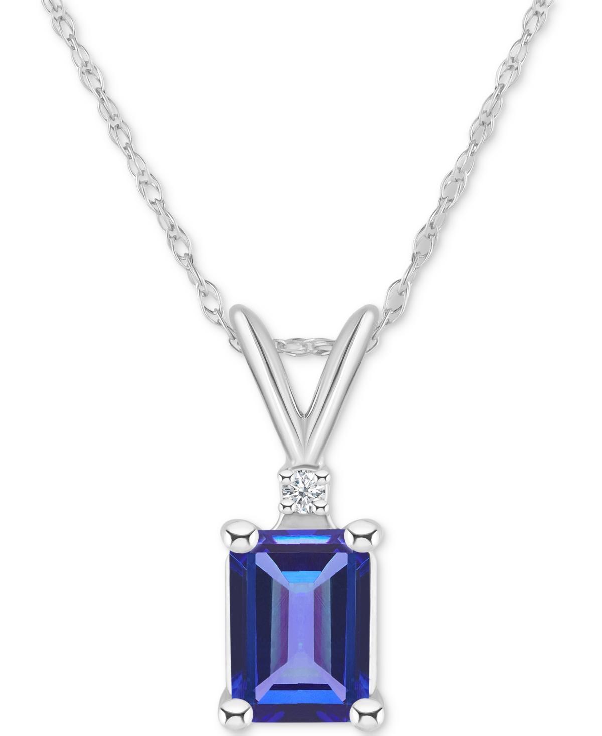 Celebration Gems 14k Gold Emerald Cut Tanzanite & Diamond Accent Pendant Necklace, Womens Purple Product Image