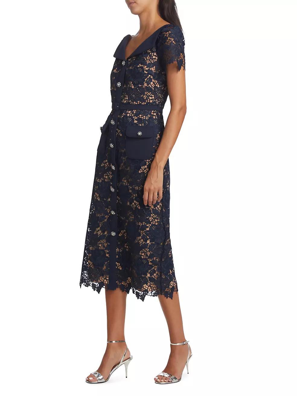 Short-Sleeve Lace Midi-Dress Product Image