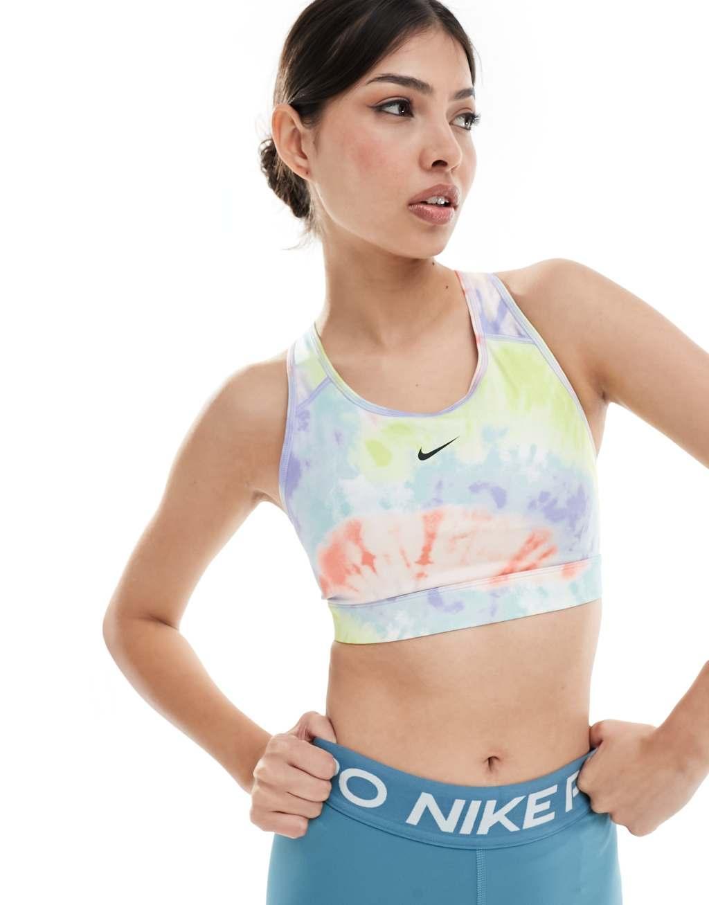 Nike Training Dri-FIT Swoosh medium support tie-dye bra Product Image