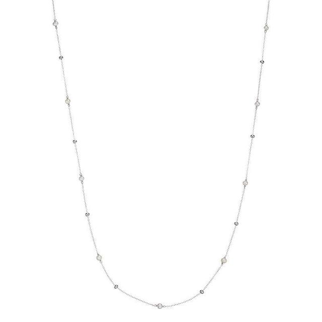 Sterling Silver Freshwater Cultured Pearl Beaded Long Necklace, Womens White Product Image