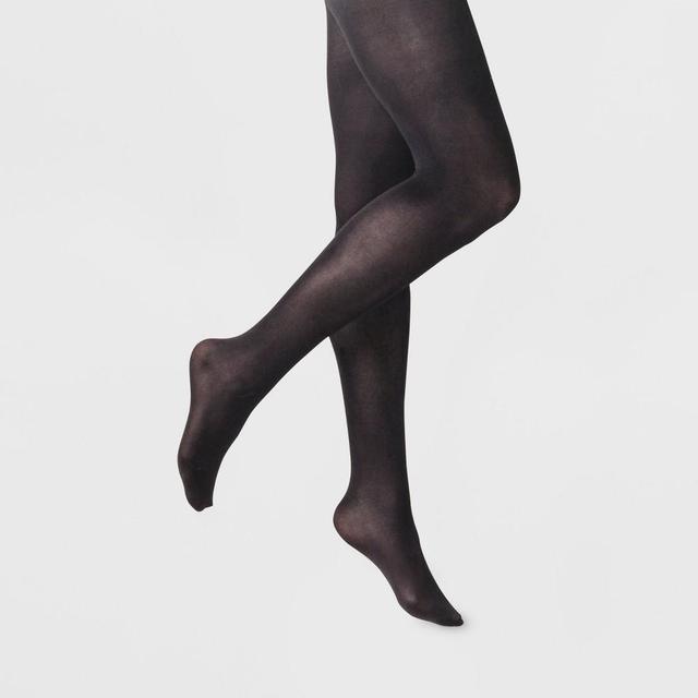 Womens Plus Size 50D Opaque Control Top Tights - A New Day Black Product Image