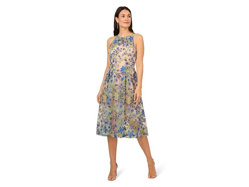 Adrianna Papell Embroidered Fit-and-Flare Multi) Women's Dress Product Image