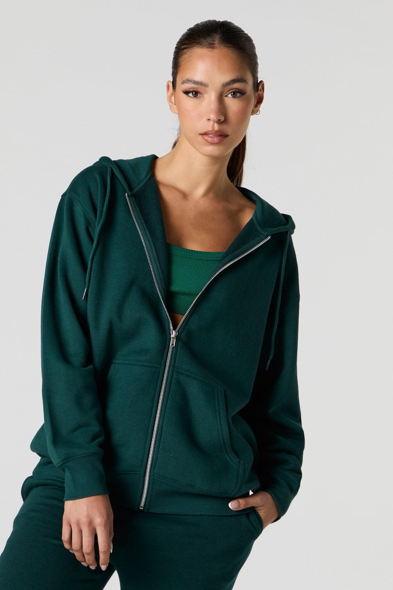 Soft Fleece Oversized Zip-Up Hoodie Female Product Image