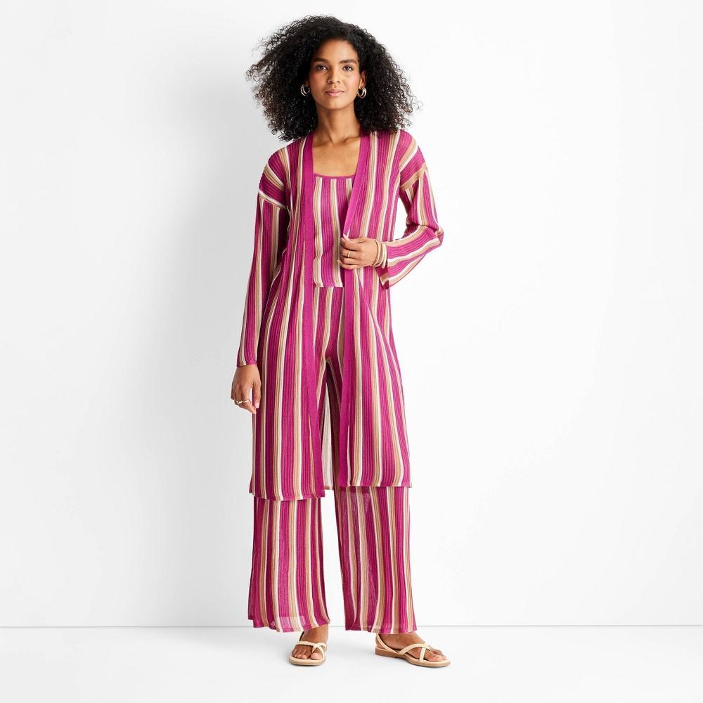 Womens Striped Open-Front Duster Cardigan - Future Collective with Jenny K. Lopez Product Image