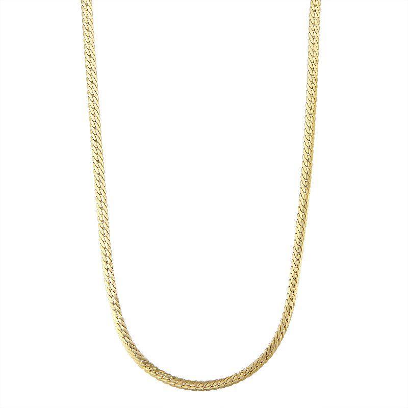 Jordan Blue Mens 14k Gold Herringbone Chain Necklace Yellow Product Image