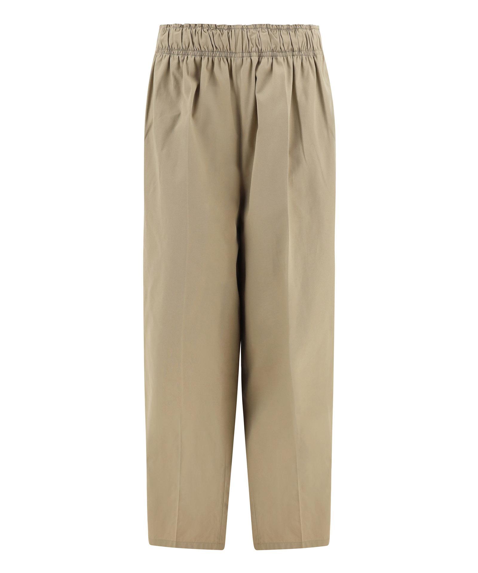 Oversize Cotton Wide-leg Trousers In Beige Product Image