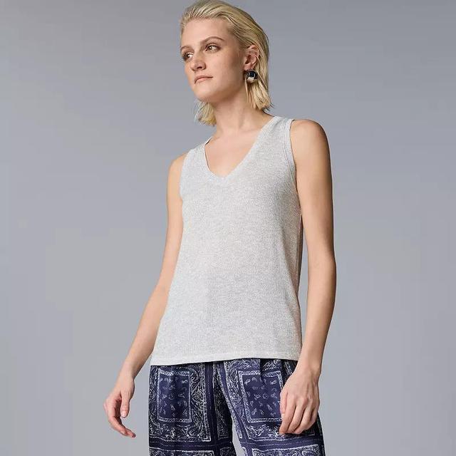 Womens Simply Vera Vera Wang V-Neck Metallic Thread Tank Top Product Image