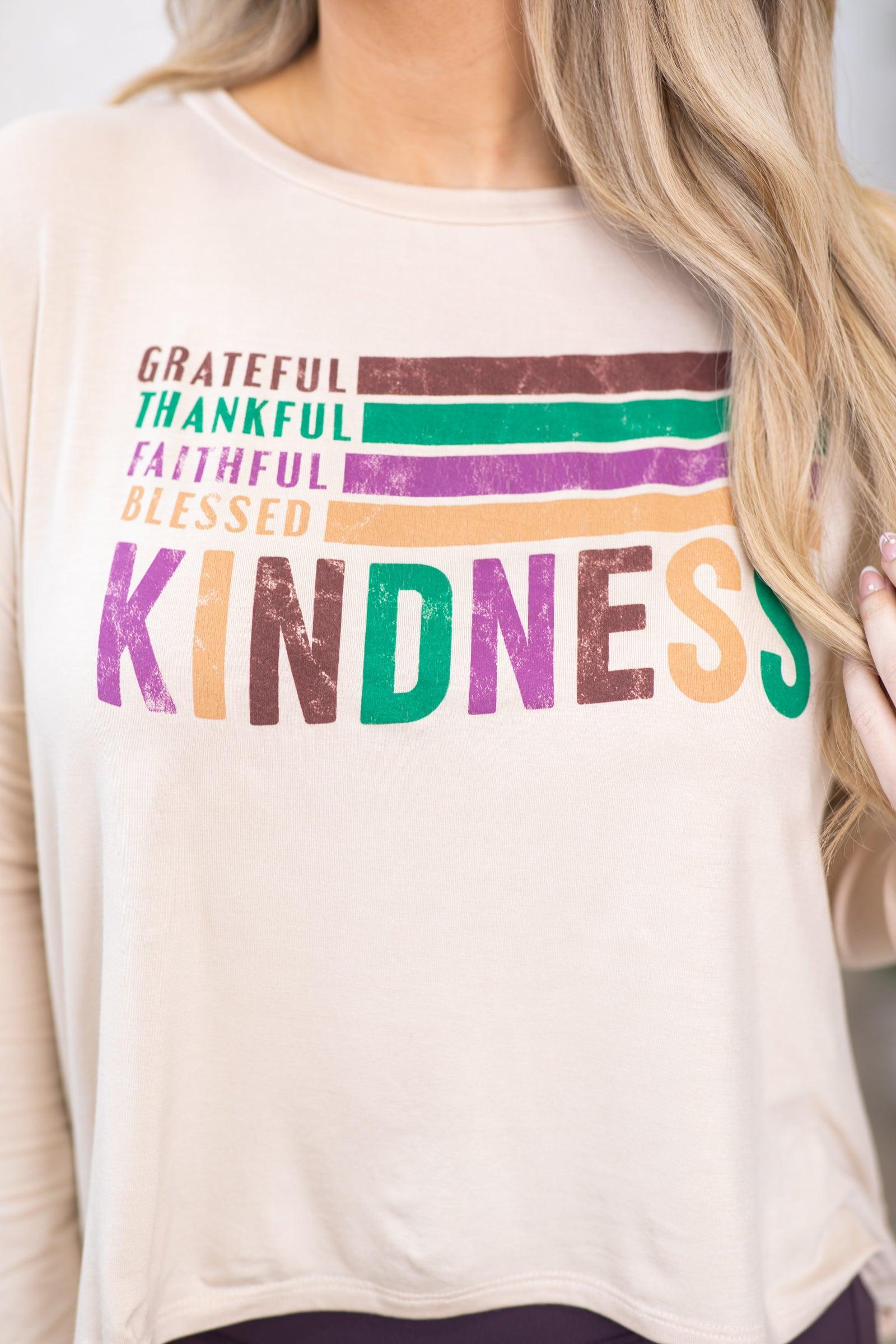 Beige Kindness Long Sleeve Graphic Tee Product Image