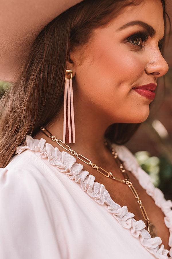 The Elaine Leather Earrings in Rose Product Image