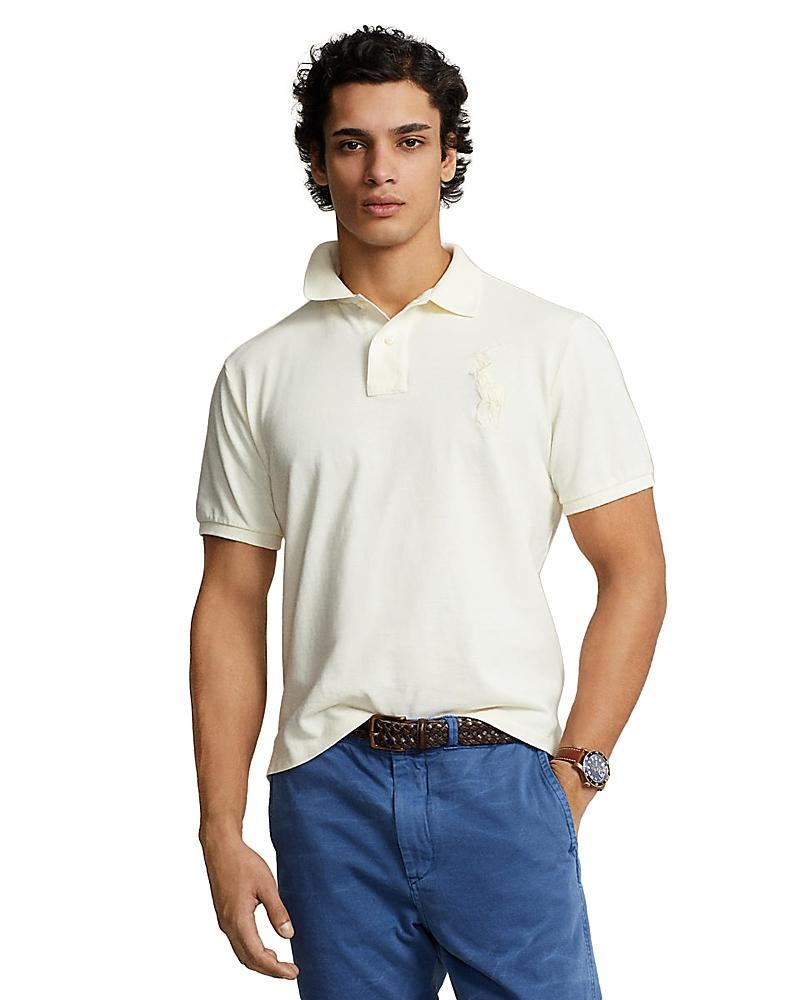 Men's Custom Slim Fit Big Pony Mesh Polo Shirt In Clubhouse Cream Product Image