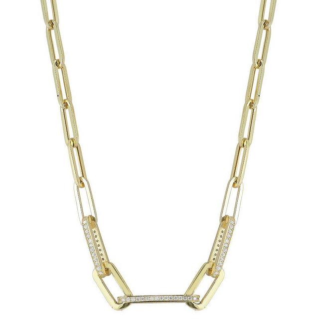 Sunkissed Sterling 14k Gold Over Silver Cubic Zirconia Link Chain Necklace, Womens Gold Tone Product Image