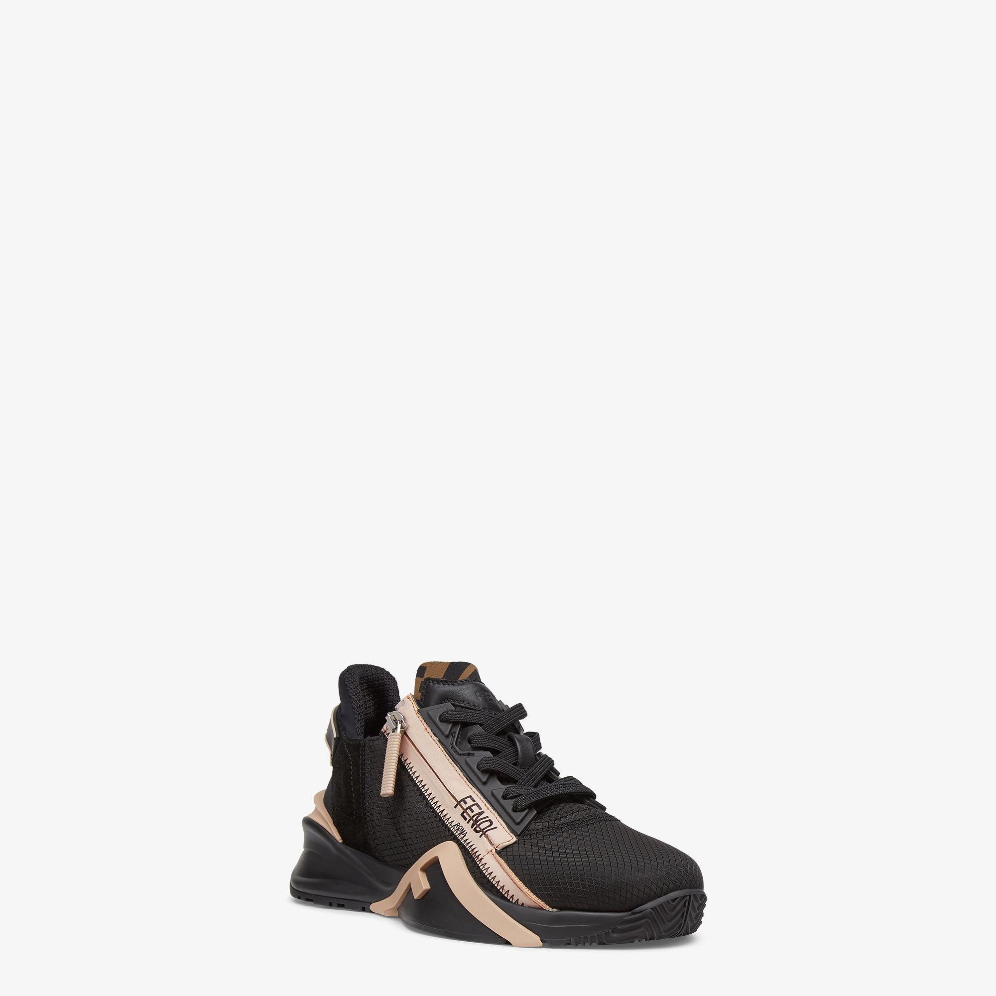 Fendi FlowBlack nylon and suede low-tops Product Image