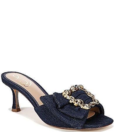 Sam Edelman Pietra Denim Buckle Detail Dress Mule Sandals Product Image