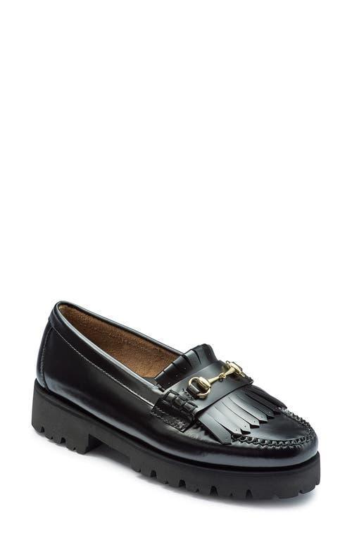 G.H. Bass Womens Lianna Kiltie Lug Sole Leather Bit Buckle Fringe Platform Loafers Product Image