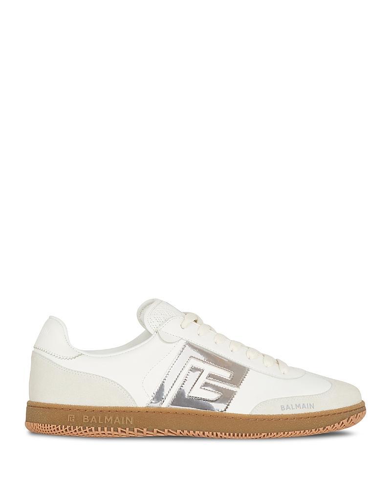 Balmain Mens Swan Leather & Mirror Leather Sneaker Product Image