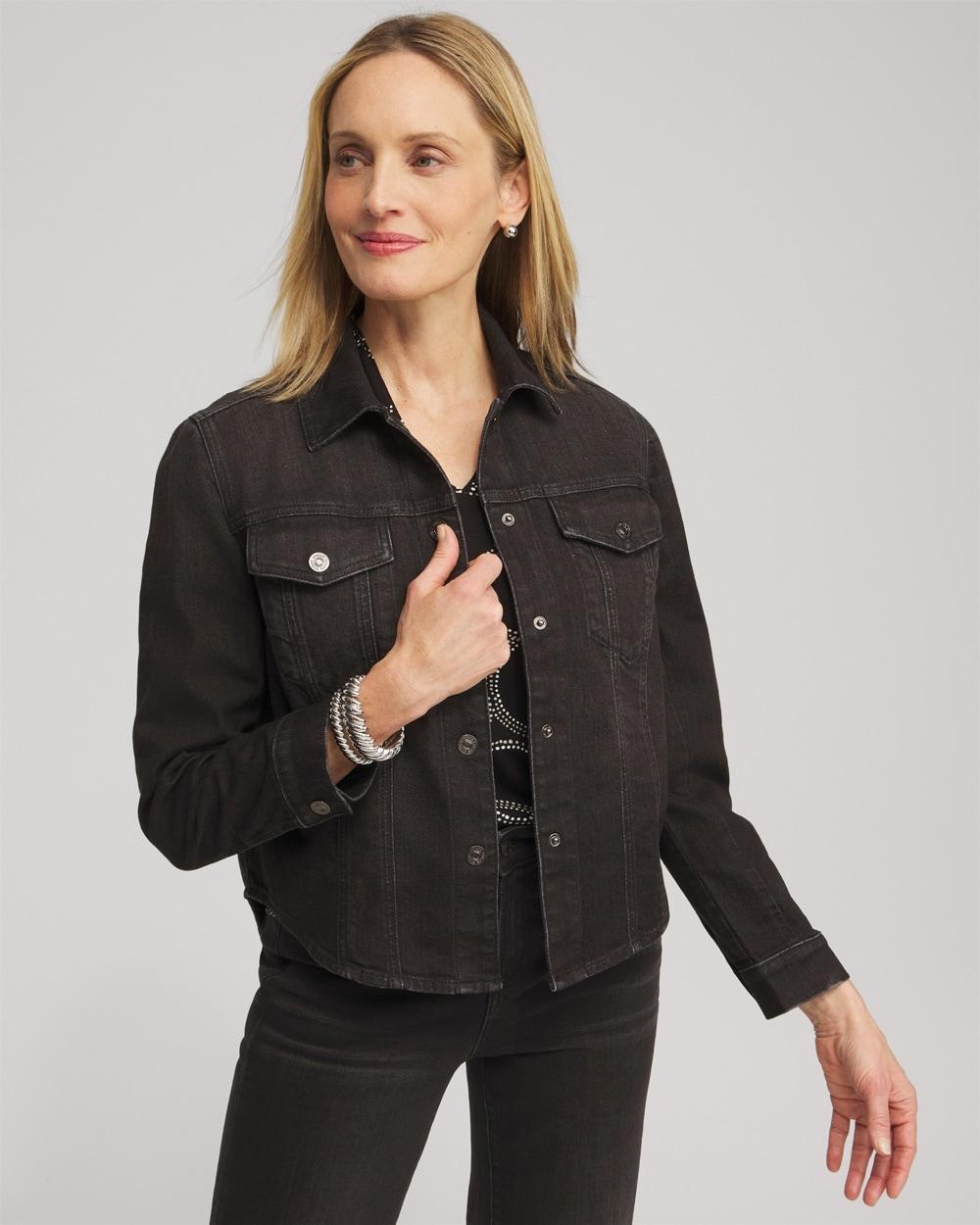 Cropped Shirttail Denim Jacket Product Image