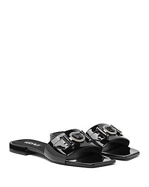 Womens Medusa Buckle Leather Slides Product Image