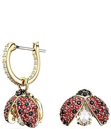 Swarovski Idyllia Ladybug Crystal Mismatch Drop And Stud Earrings Product Image