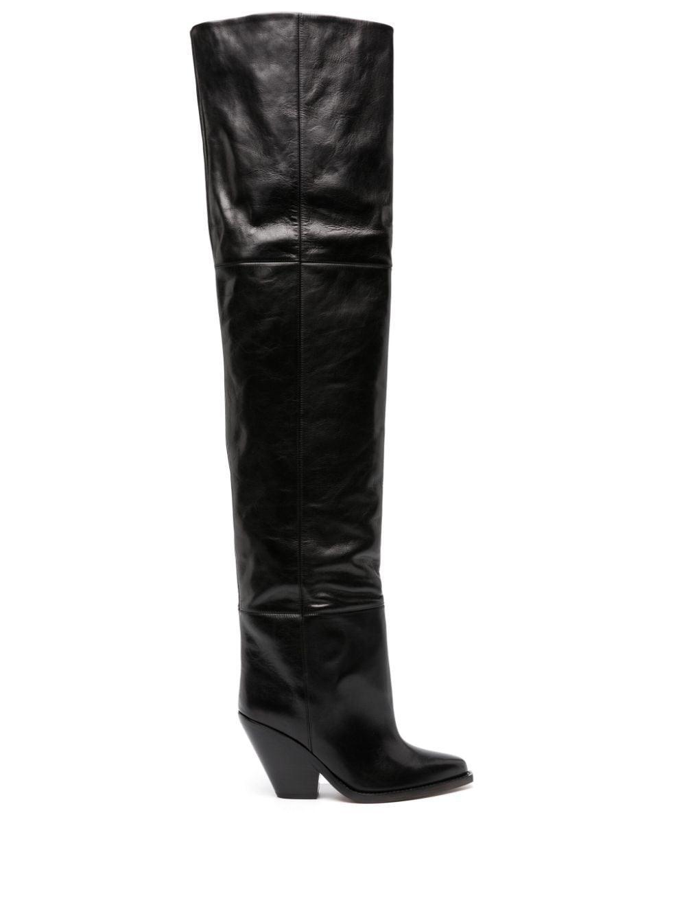 88mm pointed-toe leather knee boots product image