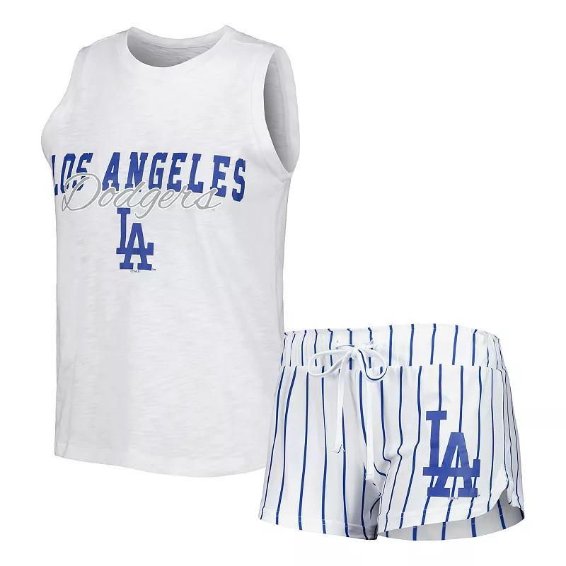 Womens Concepts Sport White Los Angeles Dodgers Reel Pinstripe Tank Top & Shorts Sleep Set Product Image