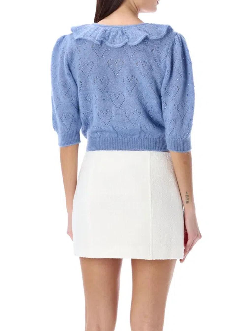 ALESSANDRA RICH Hotfix Jumper In Light Blue Product Image