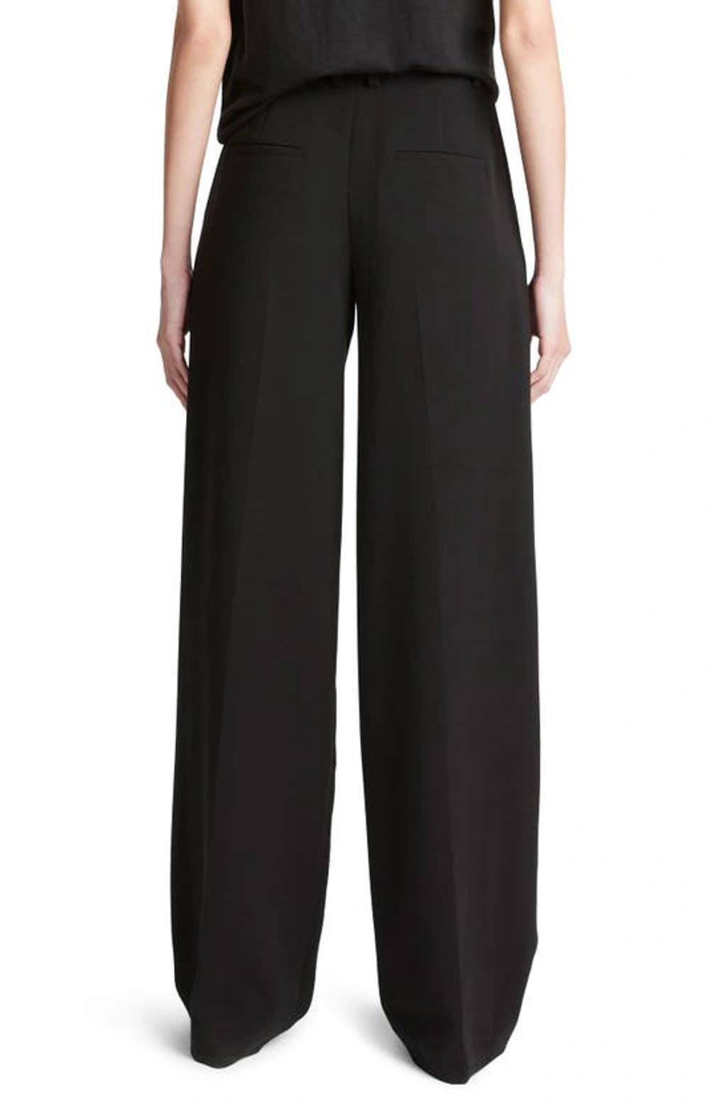 Pintuck Wide Leg Pants In Black Product Image