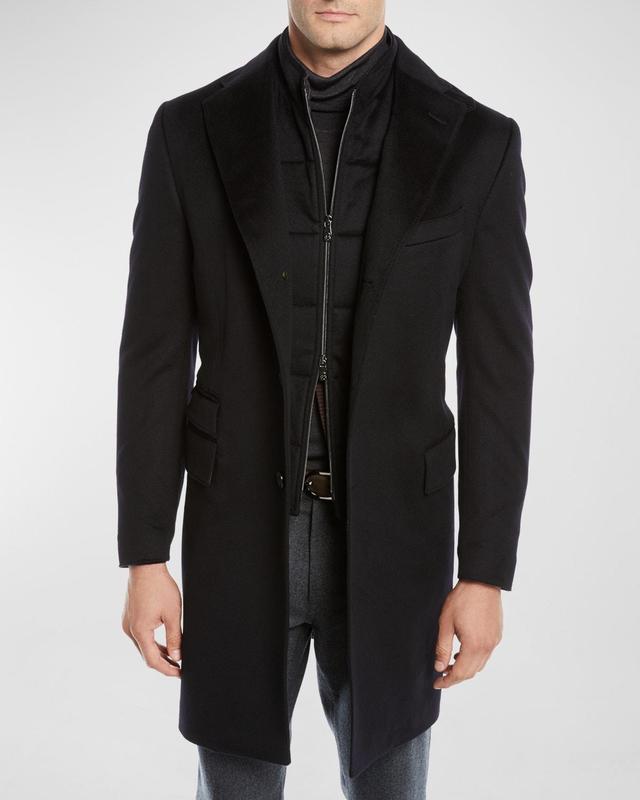 Mens ID Wool Top Coat, Black Product Image