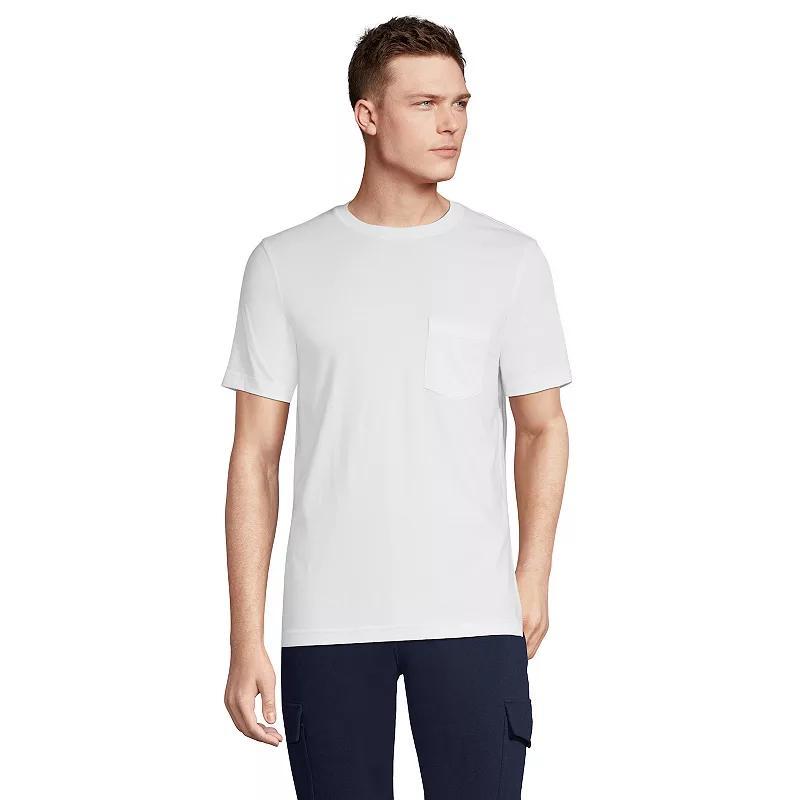 Mens Lands End Supima Pocket Tee Light Gray Grey Product Image