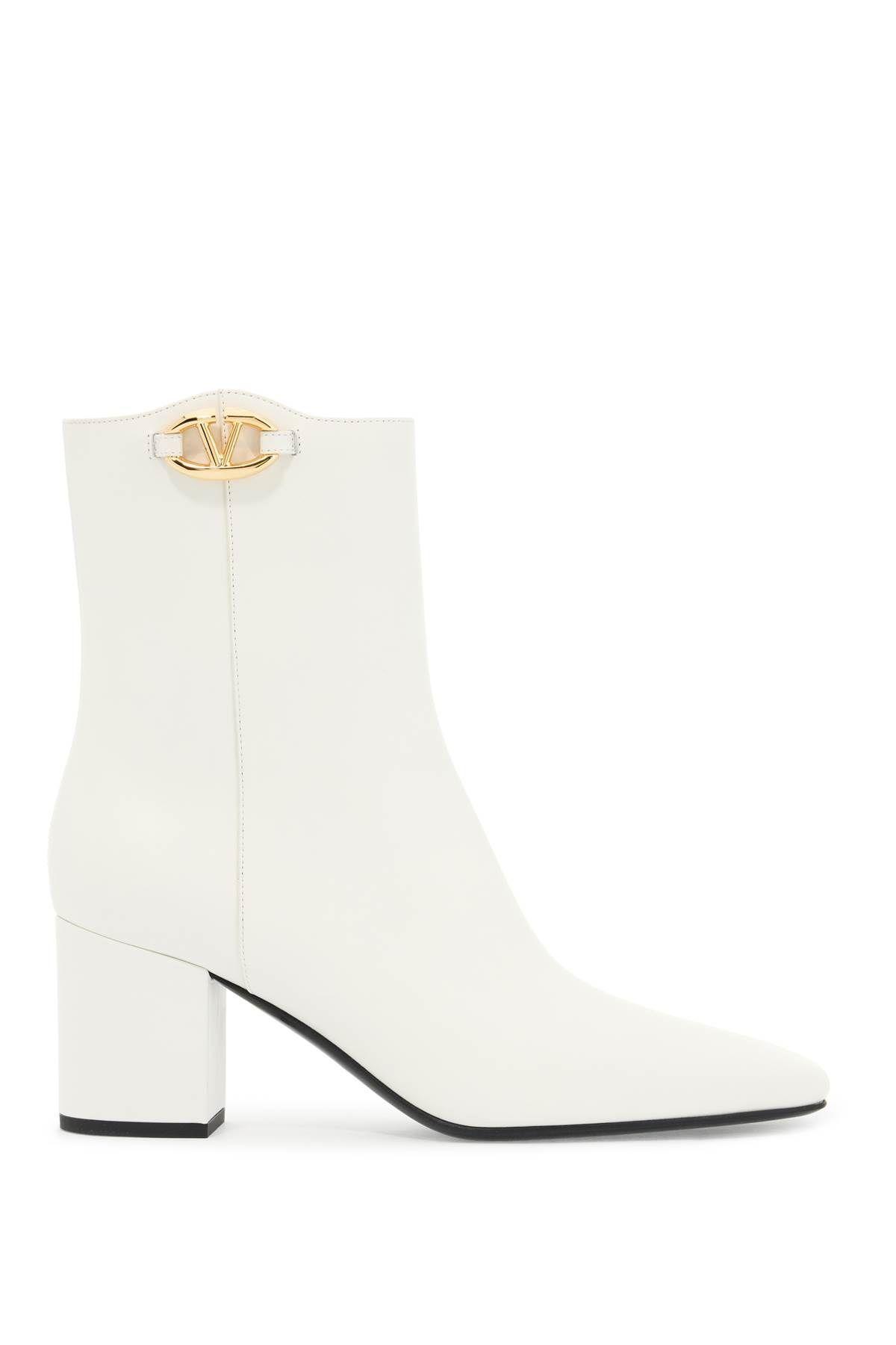 VALENTINO GARAVANI Valentino Vlogo Signature Square Toe Ankle Boots In White Product Image