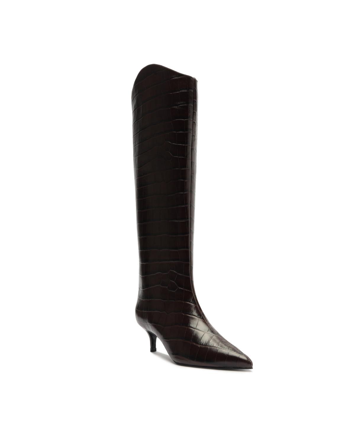 Womens Maryana 50MM Crocodile-Embossed Wide-Calf Boots Product Image