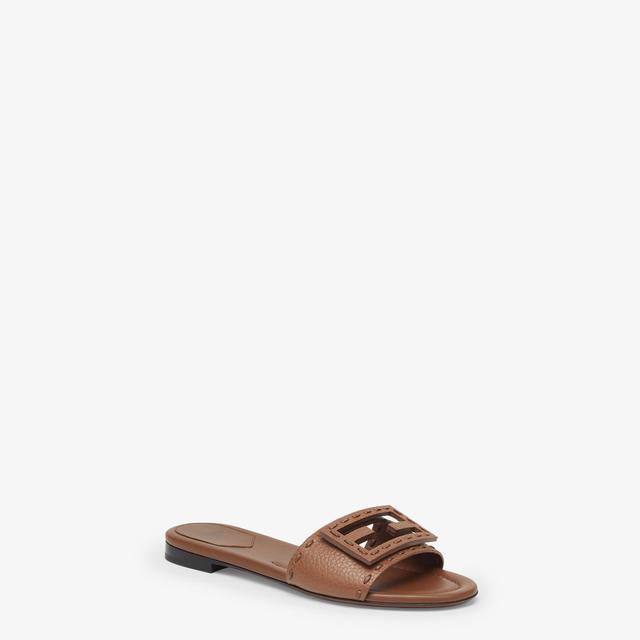 BaguetteBrown leather slides Product Image