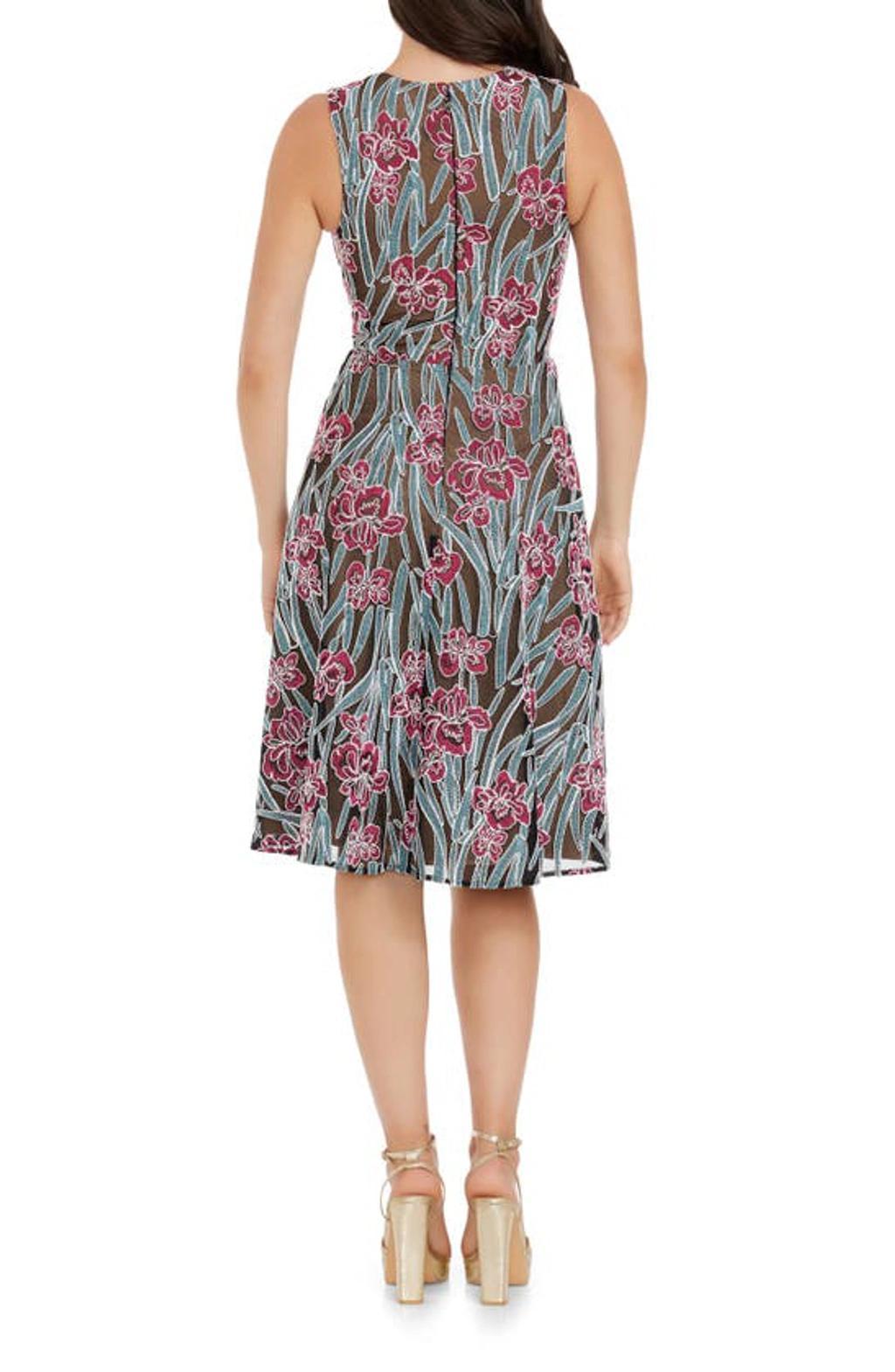 Macie Floral Embroidery Fit & Flare Dress In Fuchsia Multi Product Image