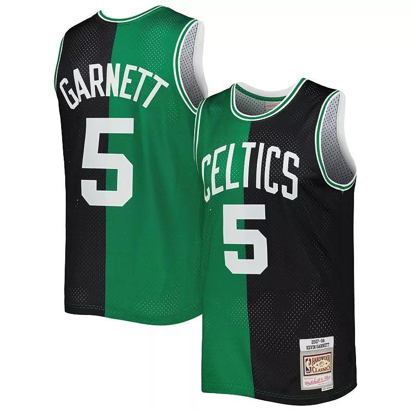 Mens Mitchell & Ness Kevin Garnett /Kelly Green Boston Celtics Hardwood Classics 2007/08 Split Swingman Jersey Product Image