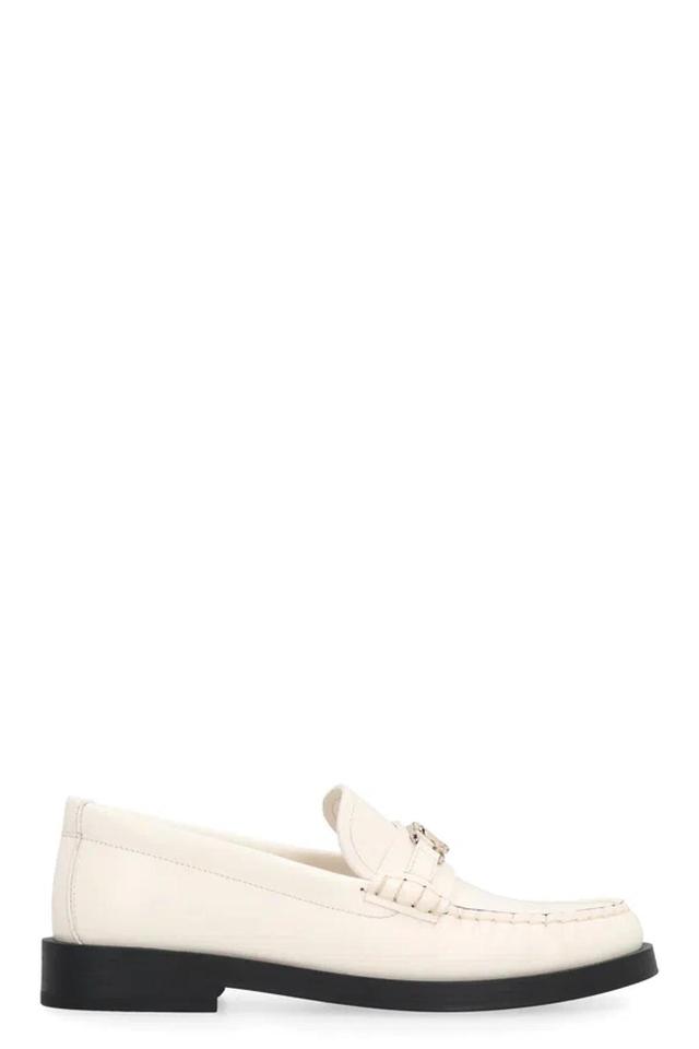 Addie Leather Loafers In White Product Image