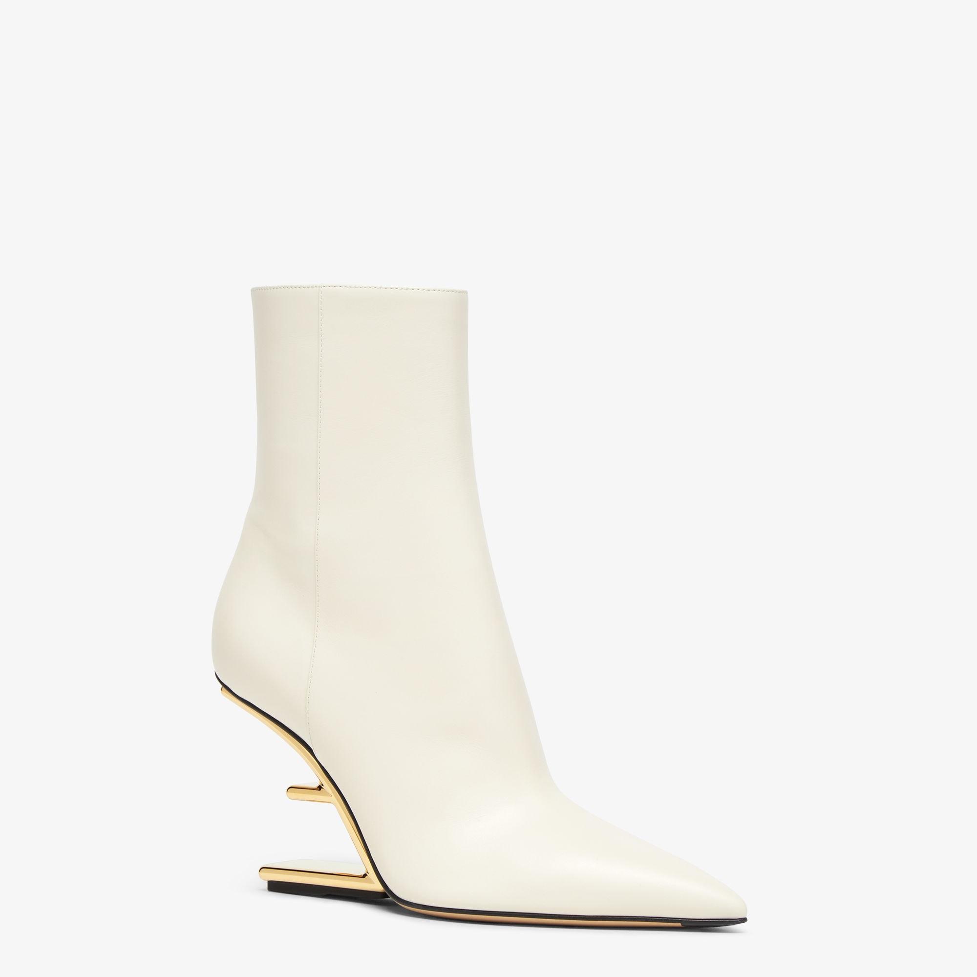 Fendi FirstWhite leather high-heeled ankle boots Product Image