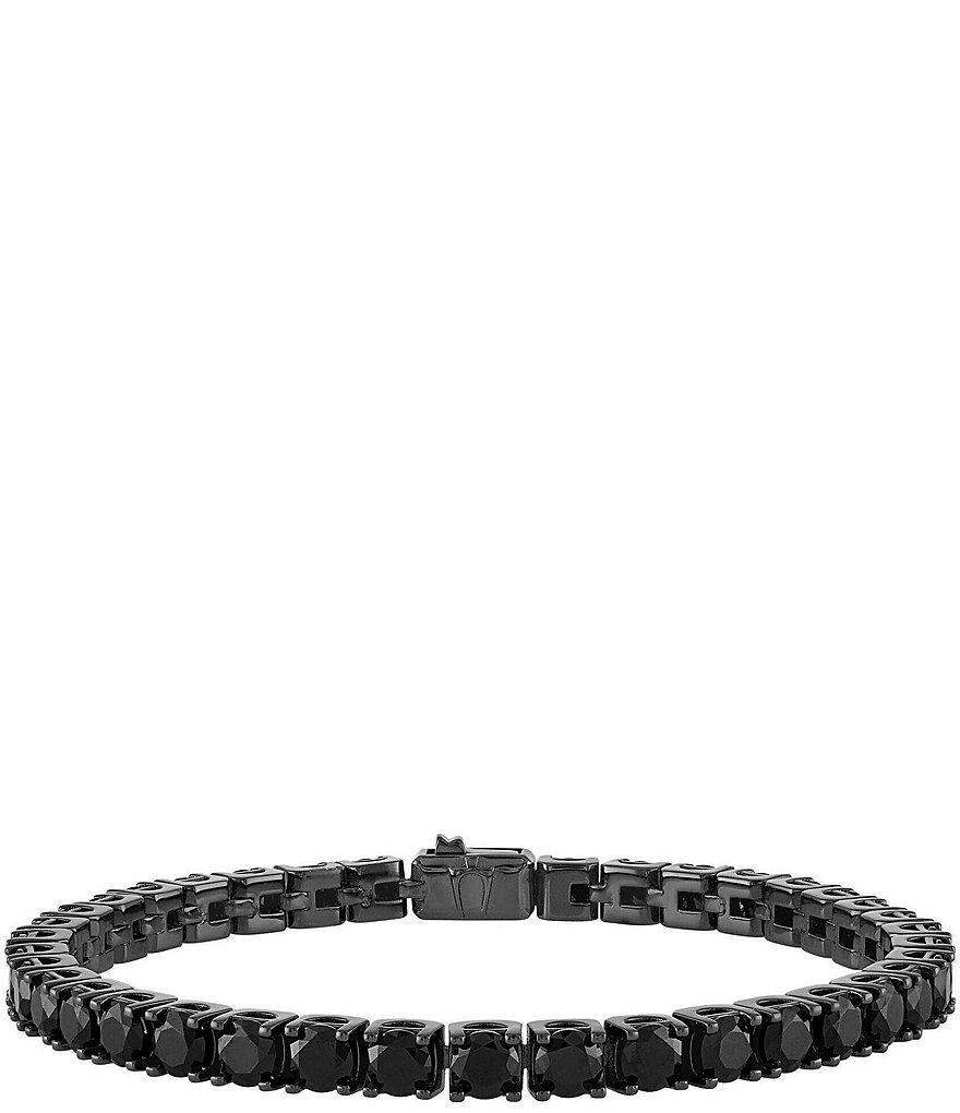 Bulova Men's Black Tone Sterling Silver Tennis Line Bracelet Product Image