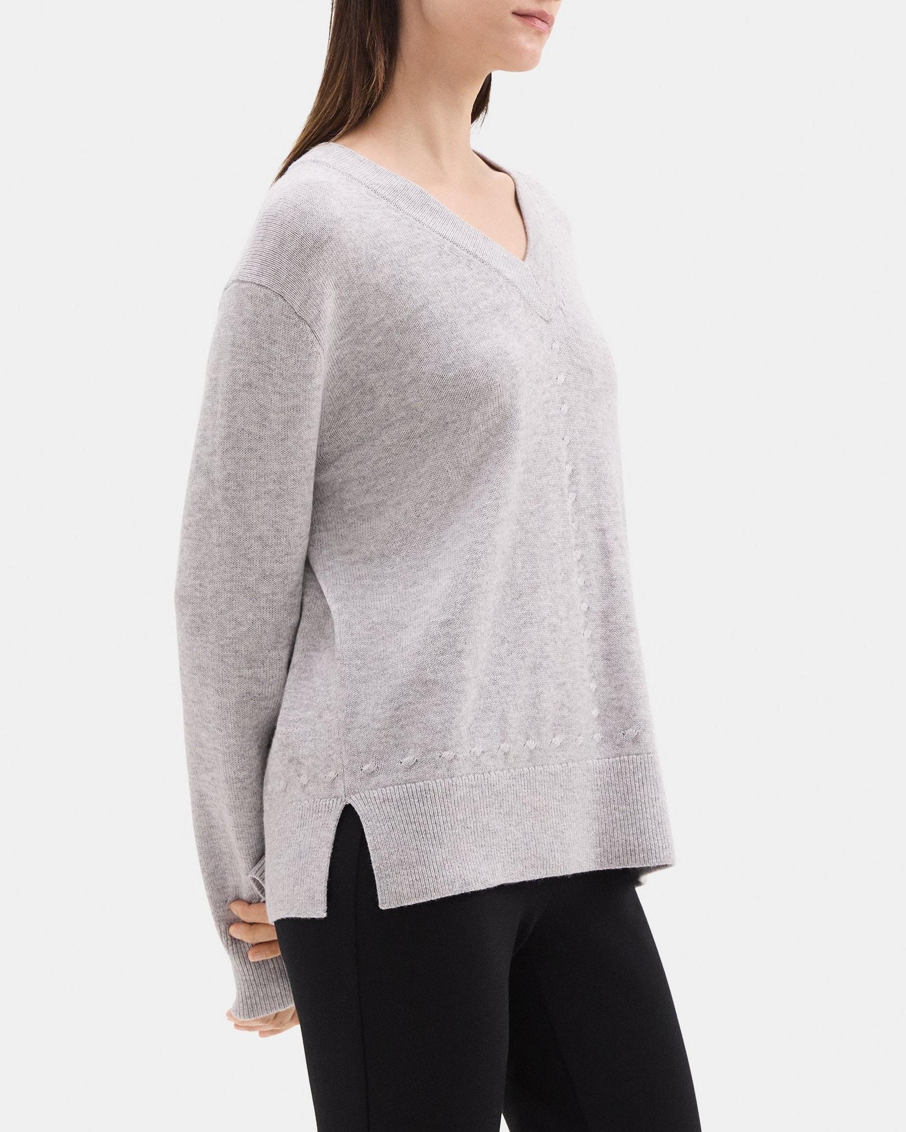 Cable Knit V-Neck Sweater in Wool-Cashmere Blend Product Image