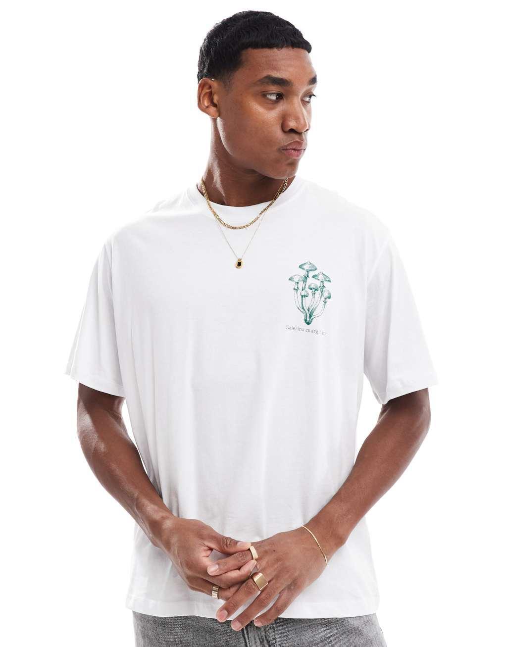 Jack & Jones oversized t-shirt with dandelion back print in white  Product Image