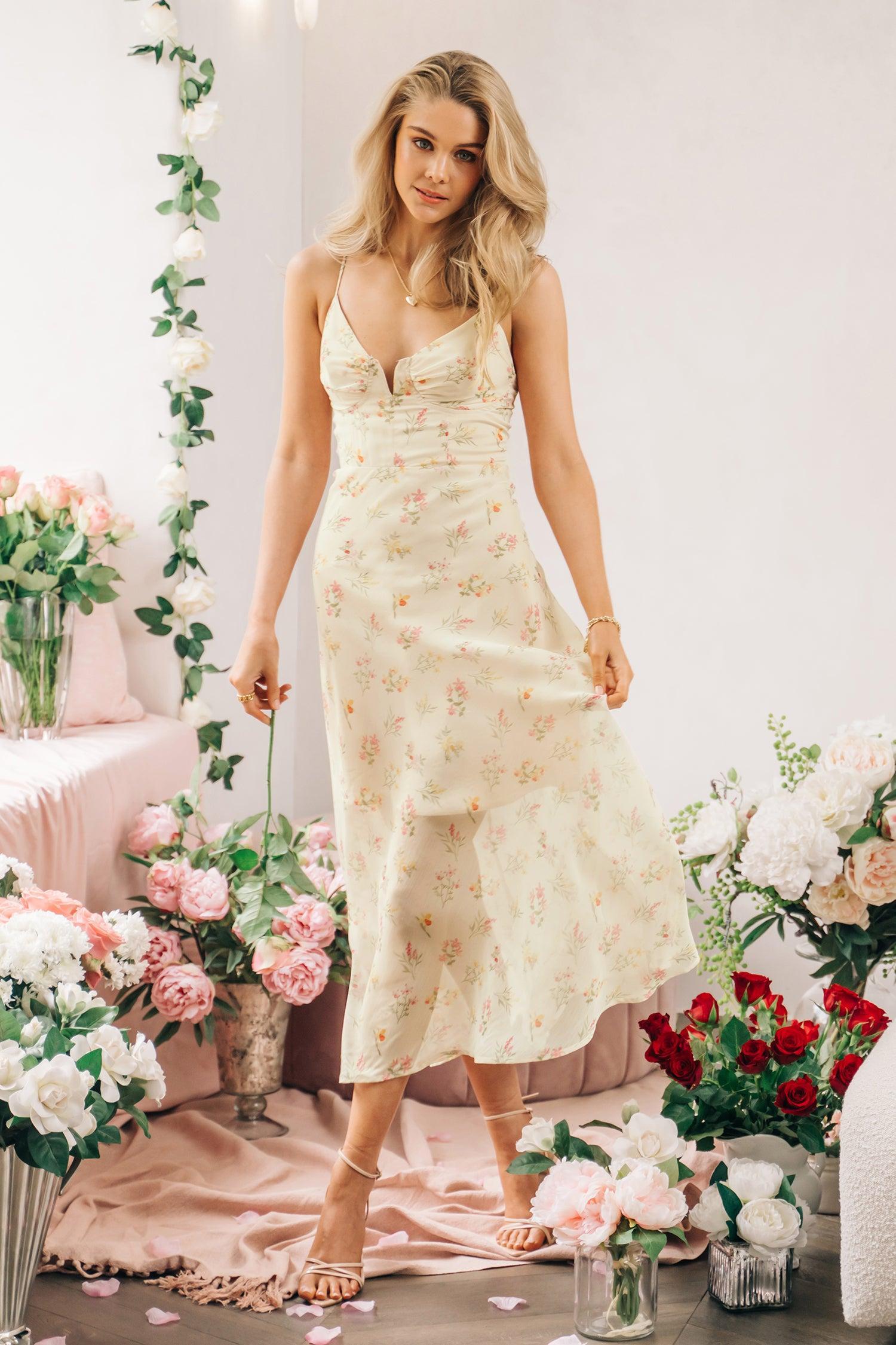 Cala Saona V-neck Floral Slip Maxi Dress Product Image