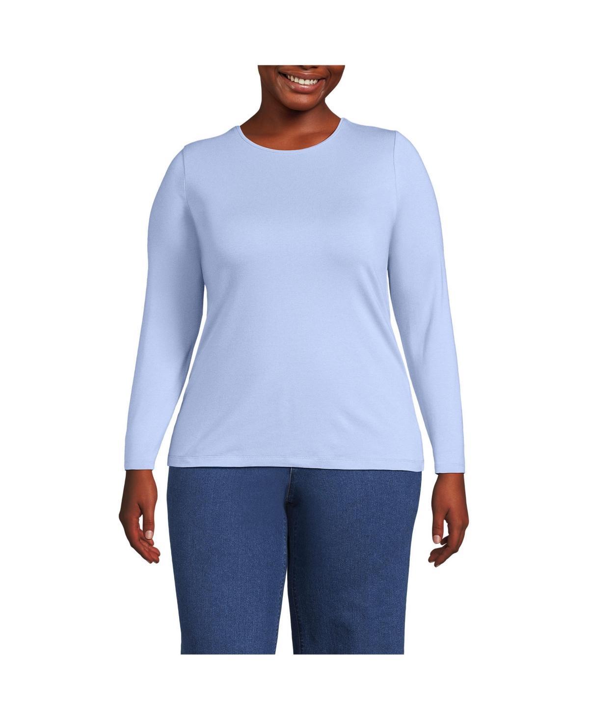 Lands End Womens Plus Size Long Sleeve Lightweight Jersey Crew Neck Top Product Image