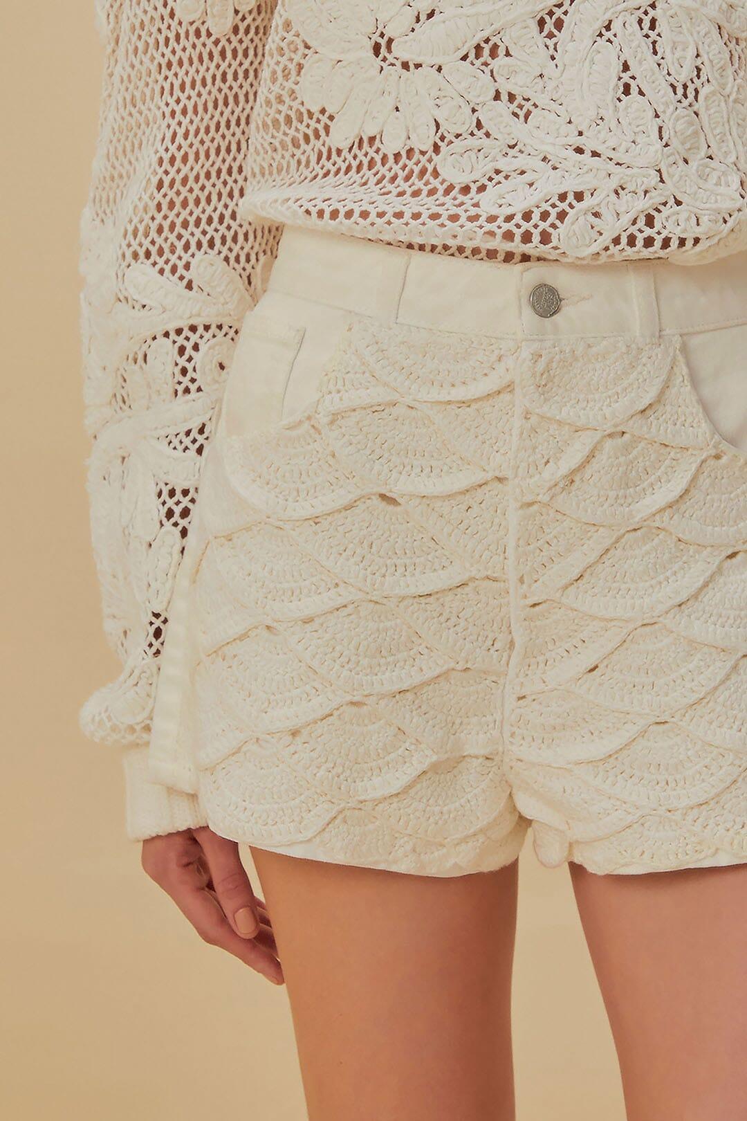 White Crochet Shorts Product Image