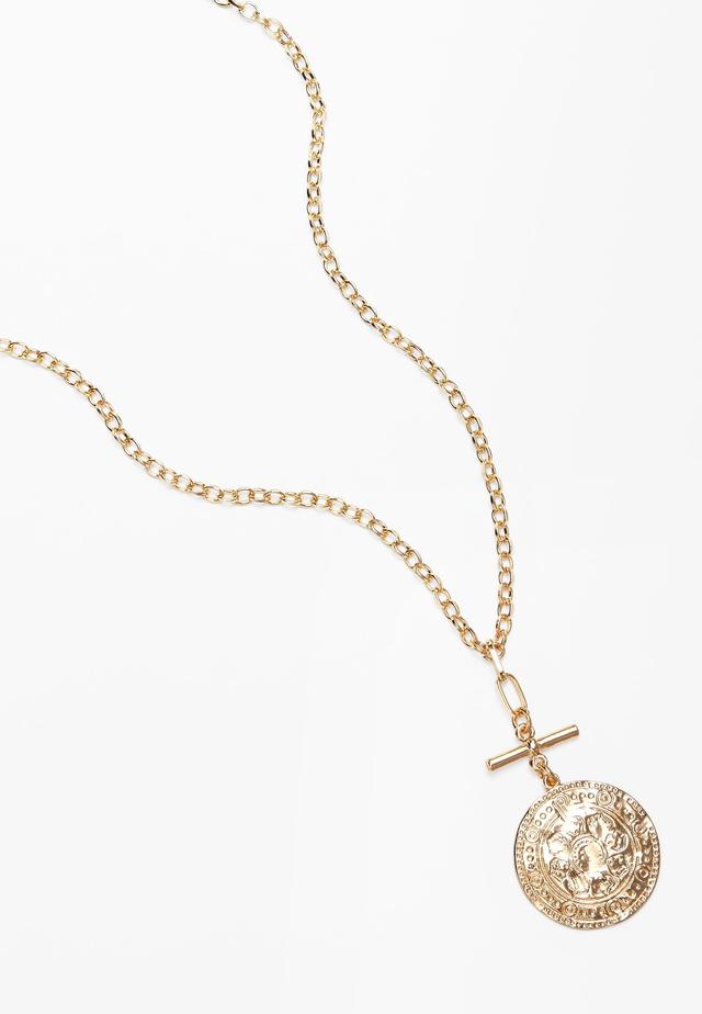 Gold Coin Pendant Toggle Necklace Product Image