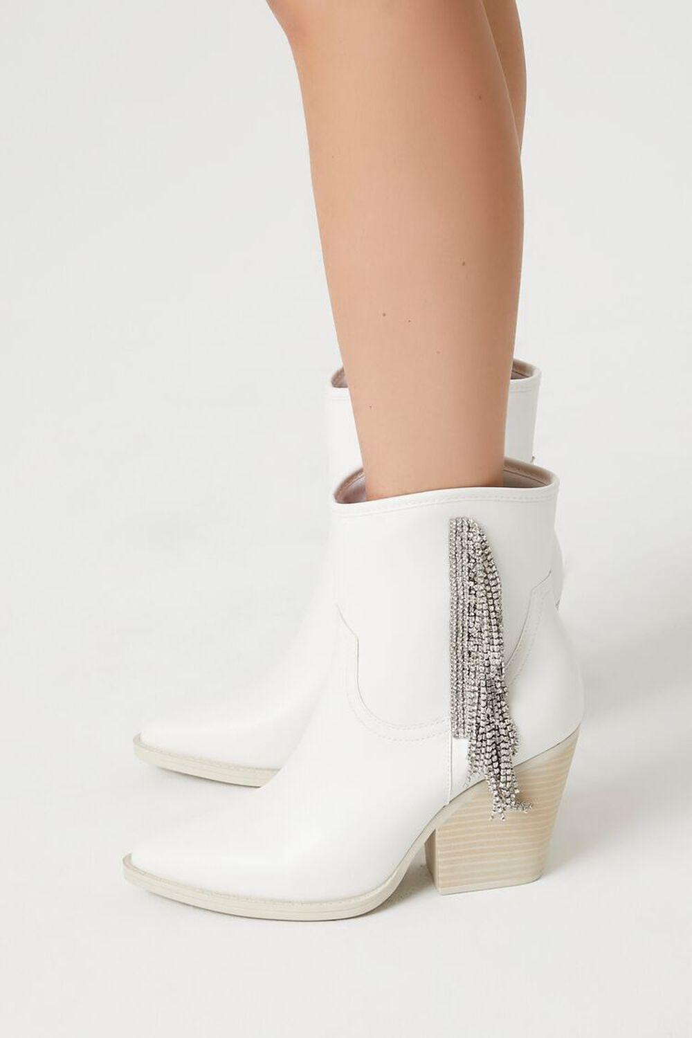 Rhinestone Fringe Block Heel Booties | Forever 21 Product Image